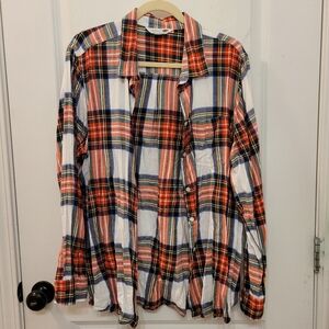 OLD NAVY Women's Classic Flannel Multicolor Plaid Shirt Sz XXL EUC